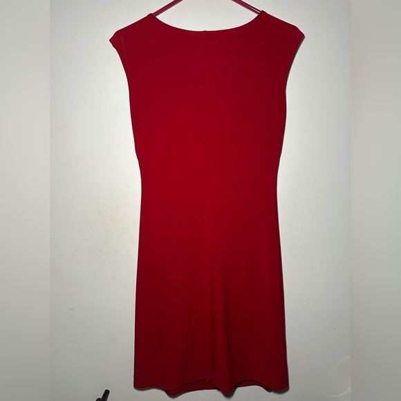 Ralph Lauren LRL Scarlet Red Cowl Neck Rusching Classy Knee Length Dress Size 6 - Picture 12 of 13